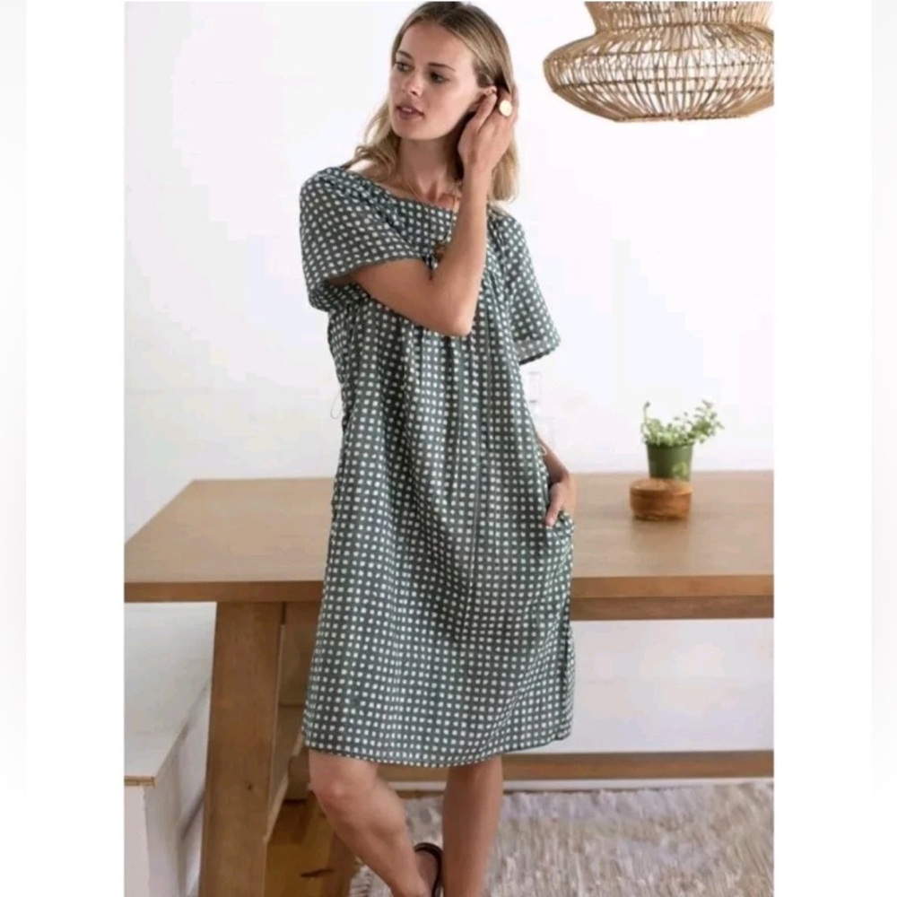 Emerson Fry India Collection Colette Gingham Dress Organic Cotton M/L